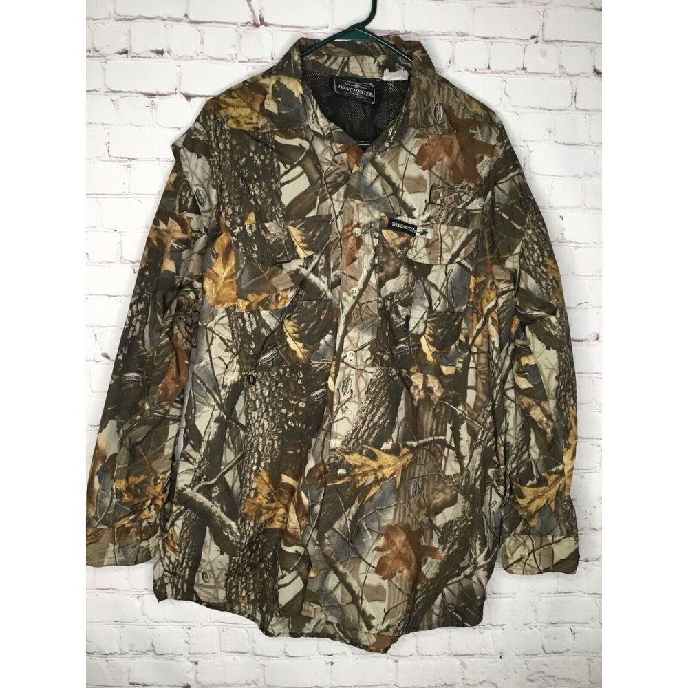 WINCHESTER Men’s‎ Shirt L Large Hunting Top Camo Button Down Vented Lightweight